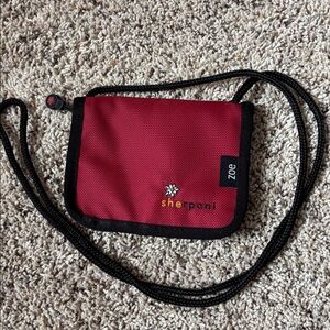 Sherpani Zoe Red and Black Crossbody, 4.5 x 5.5 inches